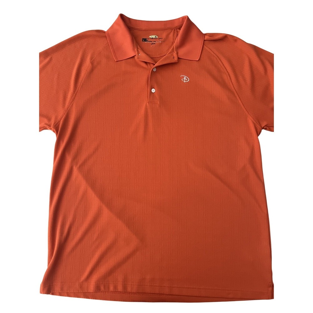 Disney Greg Norman Play Dry Mens Polo Shirt Orange Textured‎ Golf Top XXL